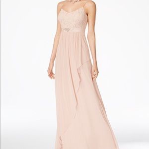 Adrianna Papell spaghetti strap lace gown